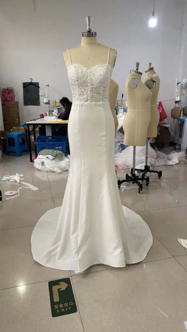 White Simple Trip Shoot Fishtail Bridal Tube Top Wedding Dress Ivory White - Shop at LoveMi