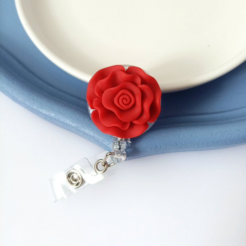 Resin Flower Employee ID Lanyard Clip With Adjustable Buckle