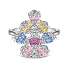 Water Drop Geometry Colour Zircon Ring For Women - White Gold Colour - View 1