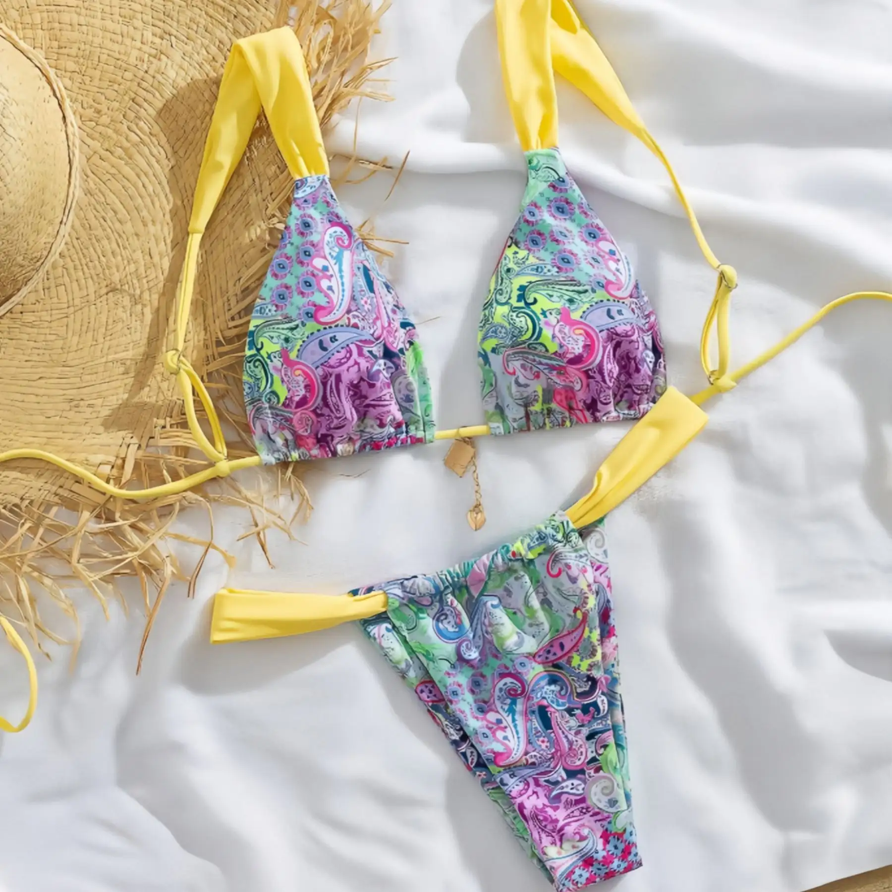 European And American Split Sexy Pelis Printed Bikini