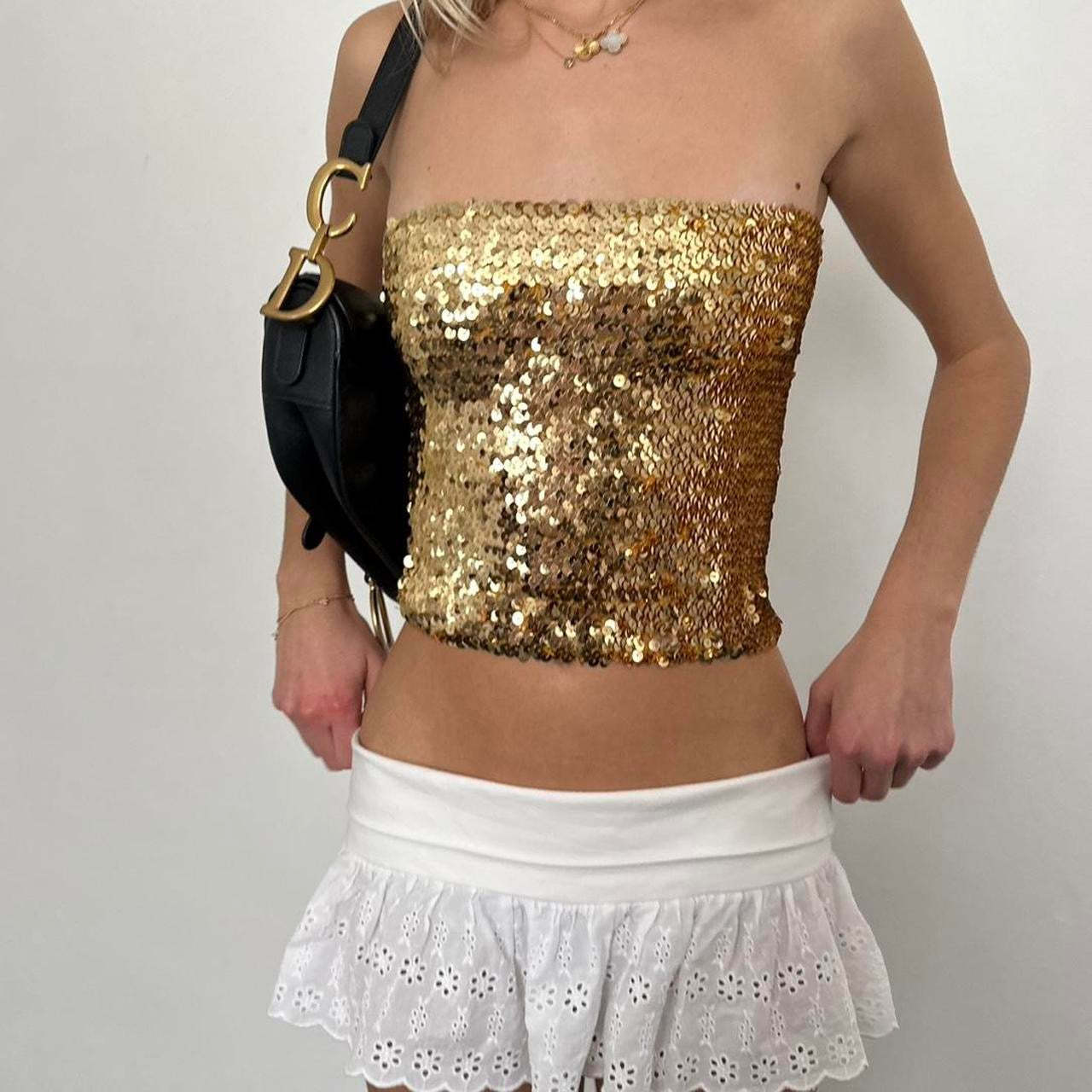 Double Layer Sequin Tube Top Girl Hot Girl Slim Fit