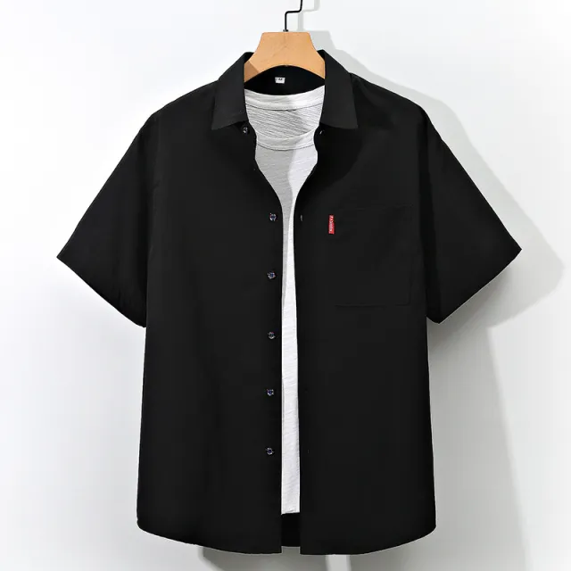 Men's Short Sleeve Shirt Youth Fashion Simple Plus Size Black - Shop at LoveMi