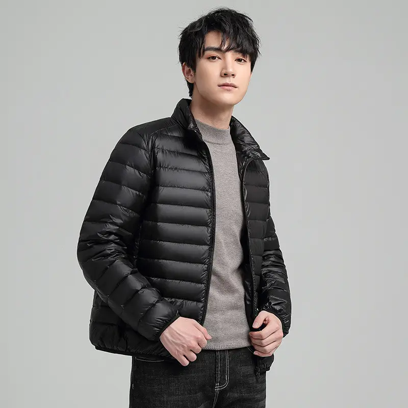 Plus-size Men's Solid Color Simple Stand-up Collar