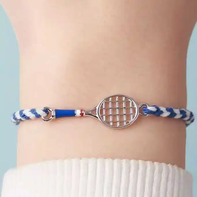 Fashionable And Casual Sports Style Tennis Racket Woven Wristband