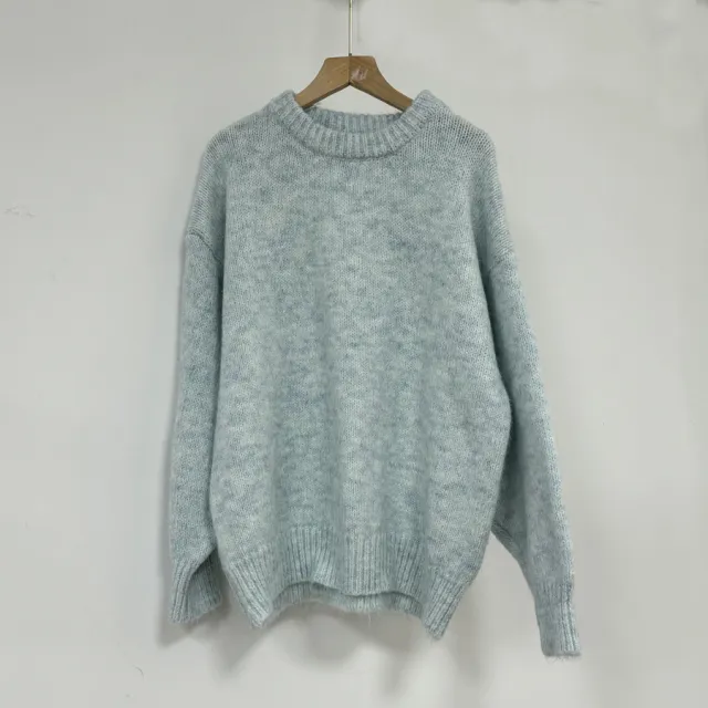 Loose And Lazy Style Wool Loose Knitted Sweater Blue - Shop at LoveMi