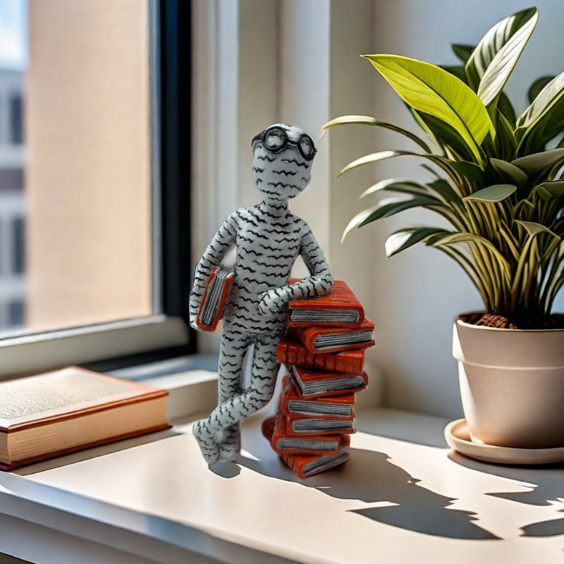 Synthetic resin reader figurine decoration (reader a)