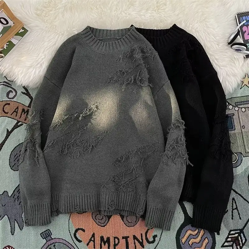 Tasseled Crewneck Knitted Pullover
