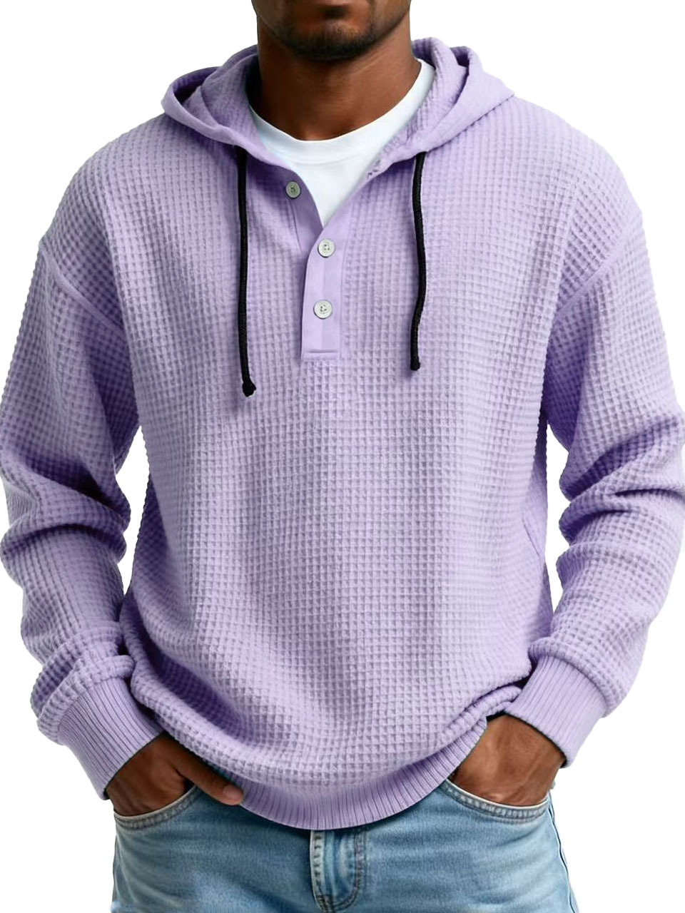 Mens Youth Ribbed Hooded Half-Zip Sweater