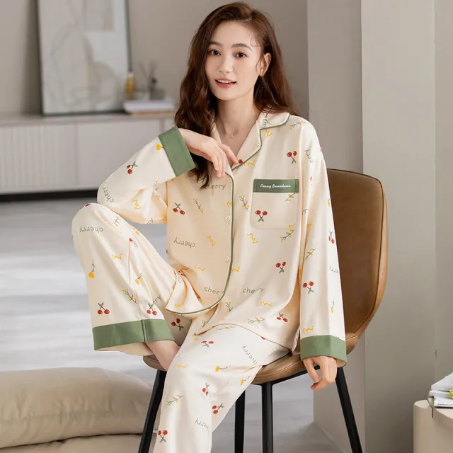 Women's Cotton Pajamas Can Be Worn Outside In Spring And Autumn 242 Style M - Shop at LoveMi