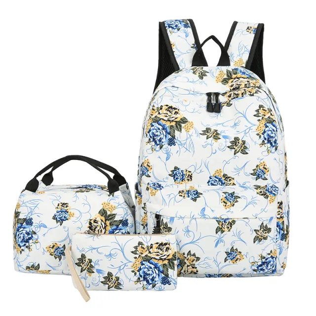 Casual Backpack Three piece Large Capacity Student Schoolbag Japanese Style Blue - Shop at LoveMi