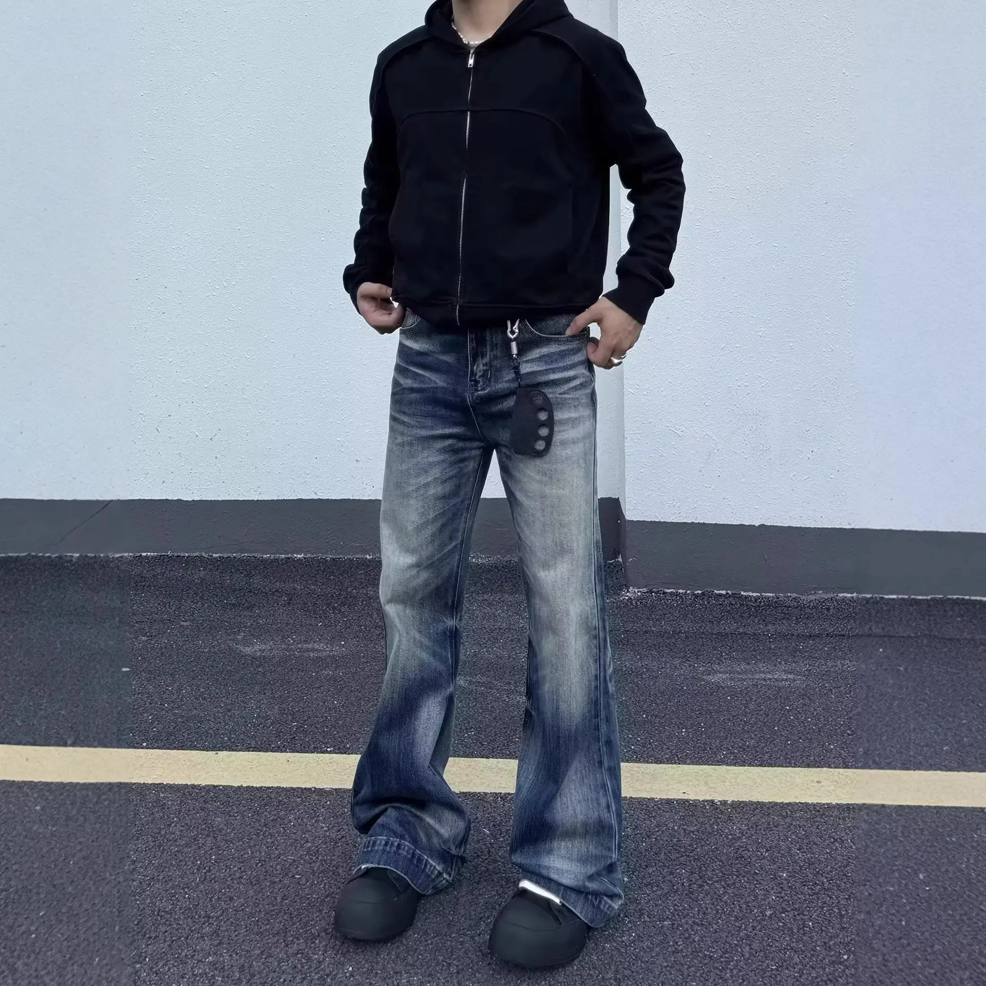 American-style High-street Vintage Washed-and-distressed Mens Jeans