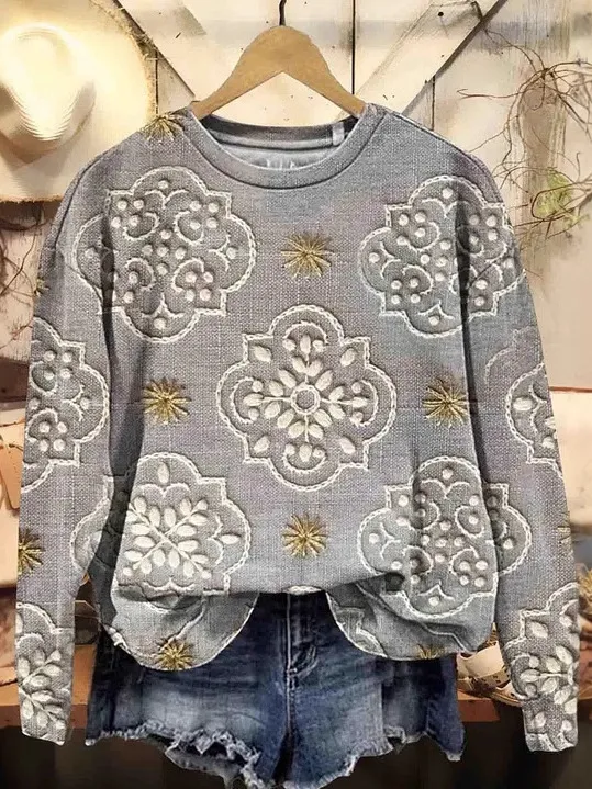 3D Digital Printing Simple Women's Round Neck Long Sleeve Sweater Autumn And Winter Style9 - Shop at LoveMi