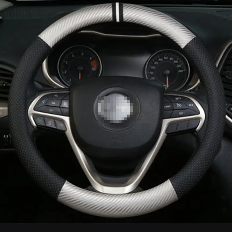 Leather And Carbon Fiber Patchwork Car Steering