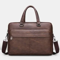 Men's Handbag Simple Business Briefcase - Brown - View 1