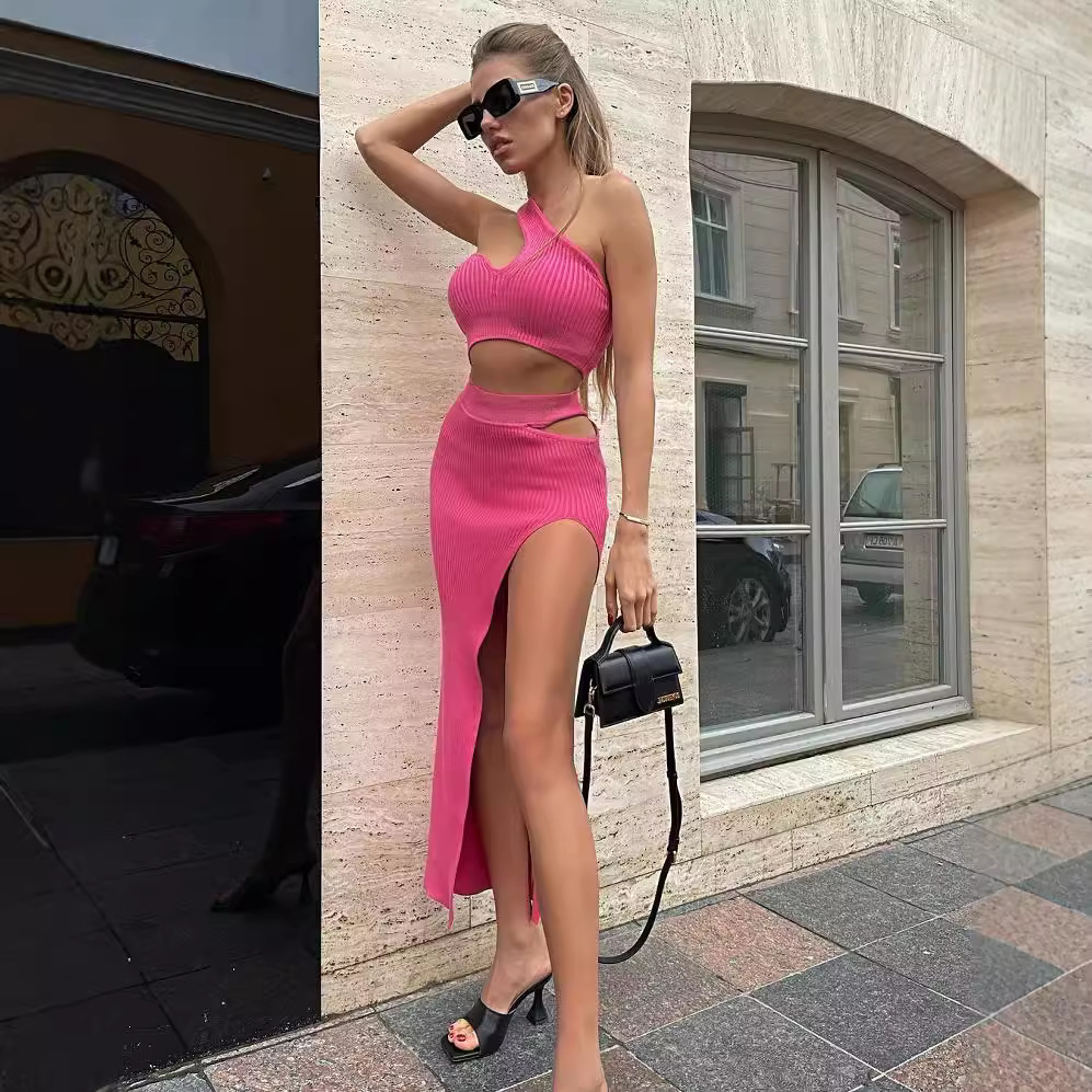 Women's Sleeveless Vest Split Irregular Hip-wrapped Dress Suit