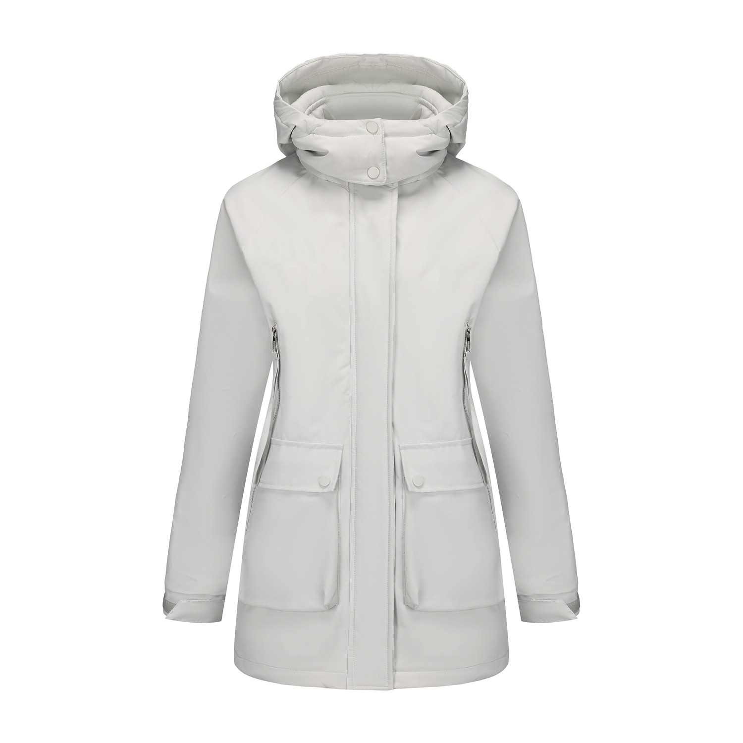 Parka Fleece Padded Coat Shell Jacket Waterproof Lady Fall Winter Coat White - Shop at LoveMi
