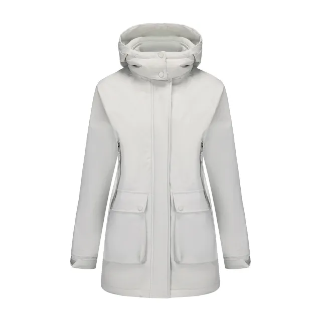 Parka Fleece Padded Coat Shell Jacket Waterproof Lady Fall Winter Coat White - Shop at LoveMi