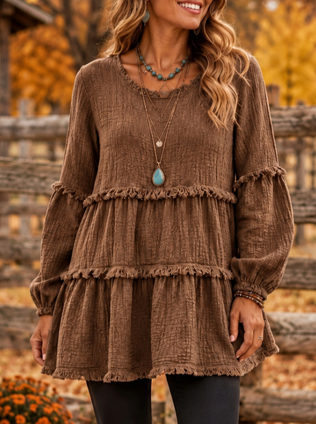 Womens Casual Top With Long Sleeves And Panel Design — foto 2