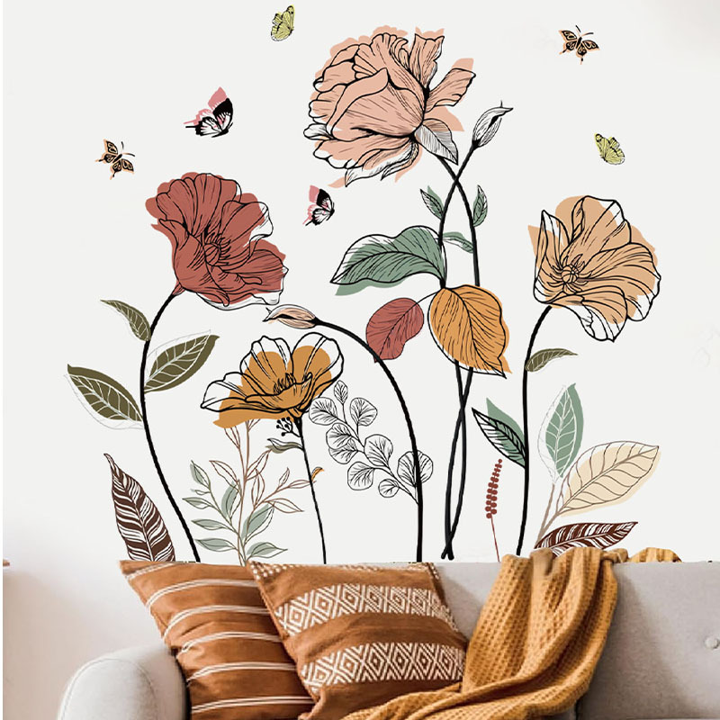 Title 6, Bohemian Flower Wall Sticker Wildflower Wall Ar...