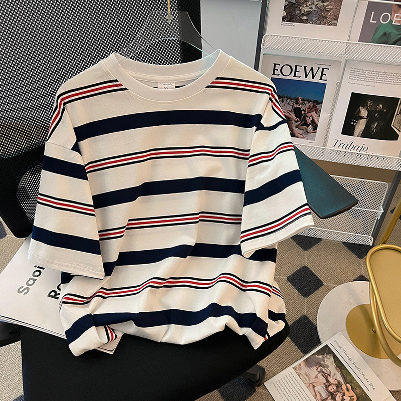 Slimming Stripes Loose Gentle Short-sleeved Top For Women