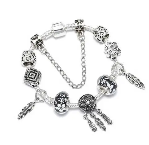 Silver Dream Catcher DIY Crystal Love Heart Cat's Paw Beaded Bracelet Style 11 - Shop at LoveMi
