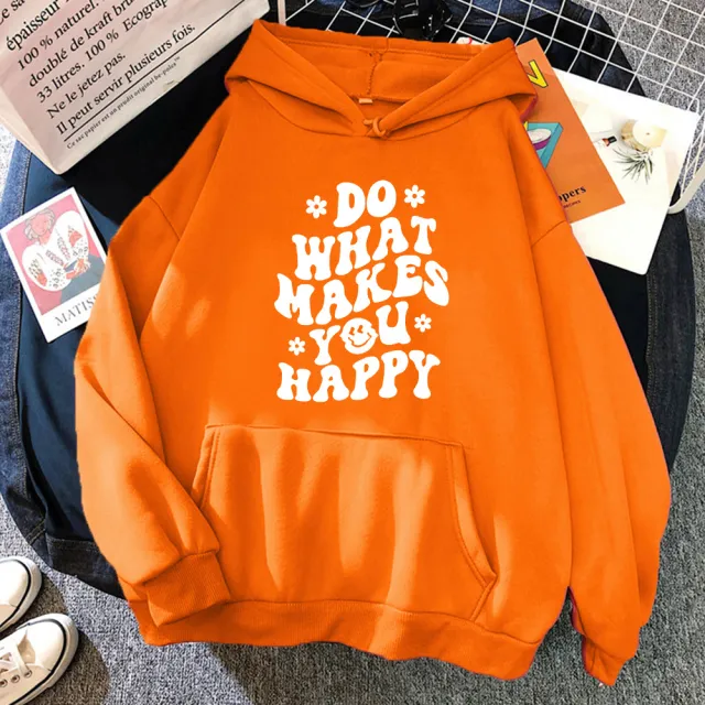 Casual Printed Women's Hoodie Orange - Shop at LoveMi