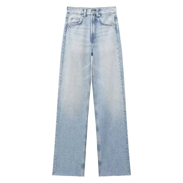 Fashion Casual High Waist Straight Wide Leg Denim Trousers For Women Smalt Xs - Shop at LoveMi