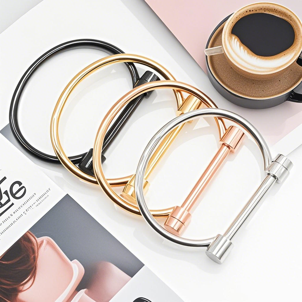 Stainless Steel Fashion Titanium Steel Gold-Plated D-Shaped Bracelet