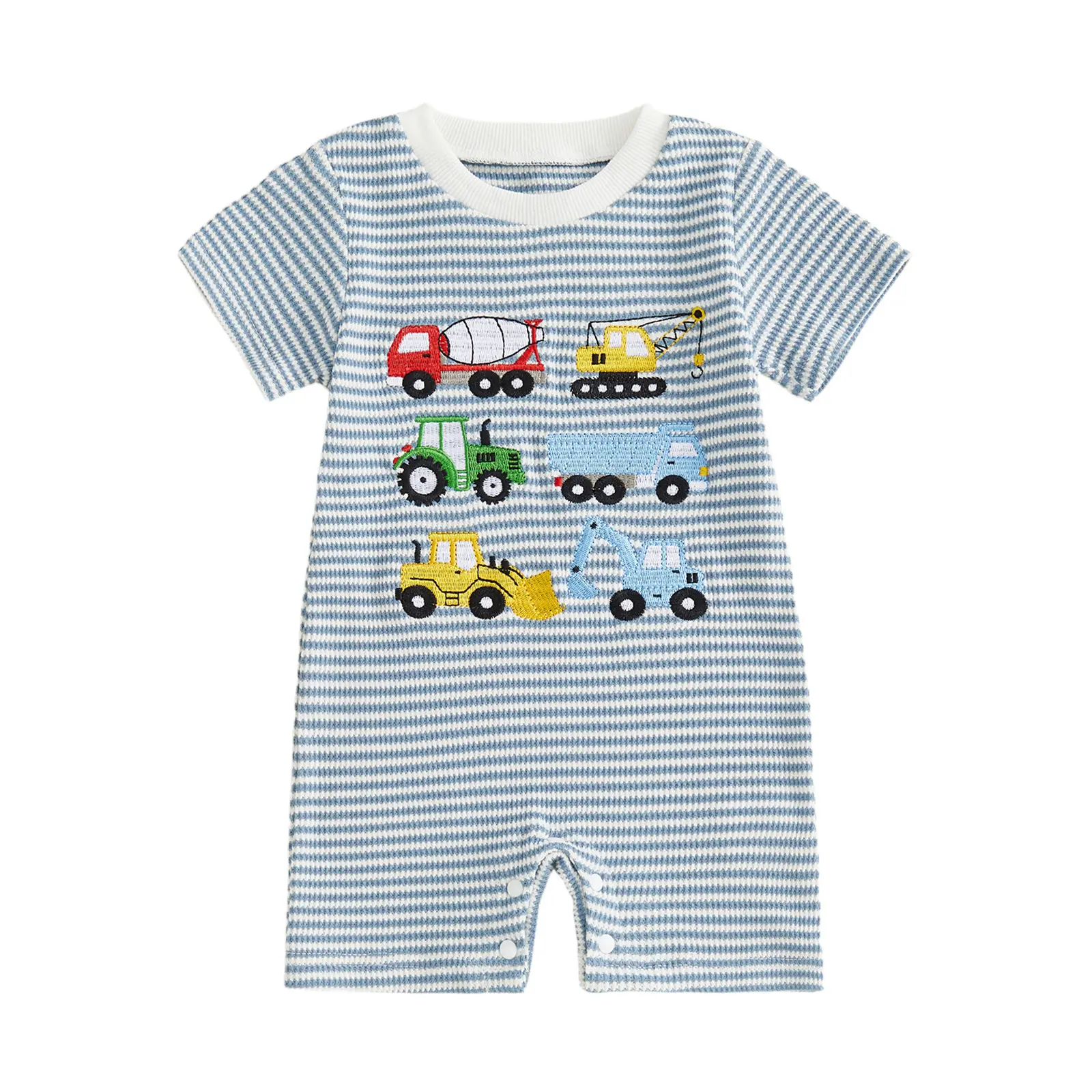 Embroidered Short-sleeve Romper For Baby Boys