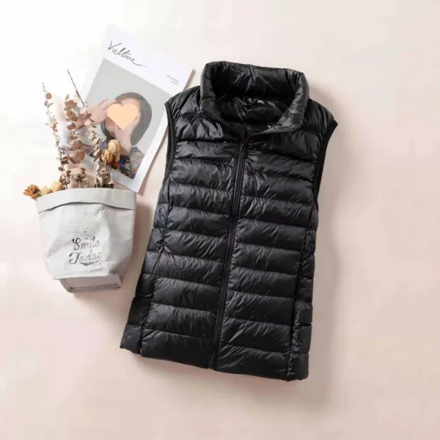 Down Close fitting Fashion Casual Jacket Vest Black Women'S Vest - Shop at LoveMi