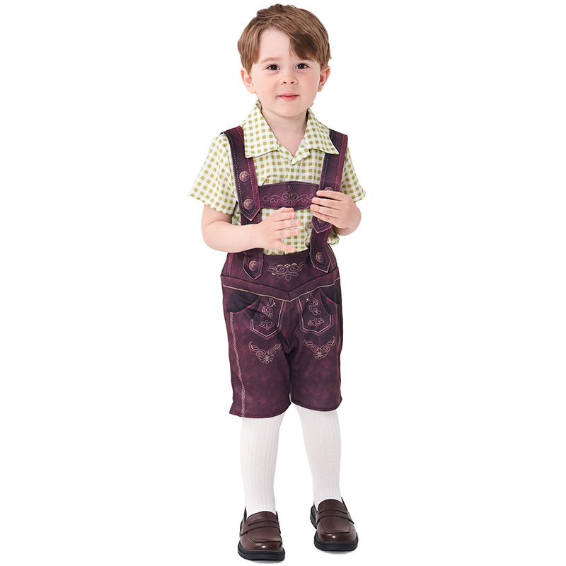 Cute Plaid Suspender Pants Performance Costume