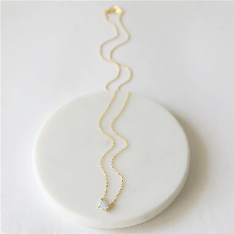 Popular Personalized S925 Silver Inlaid Opal Necklace