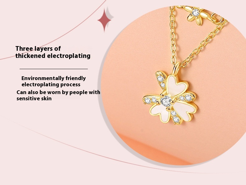 Little Daisy Pure Silver 925 Necklace For Women's Niche Design Light Luxury White Beimu Flower Collarbone Chain Love Pendant