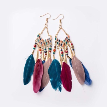 V-shaped Personality Long Feather Earrings