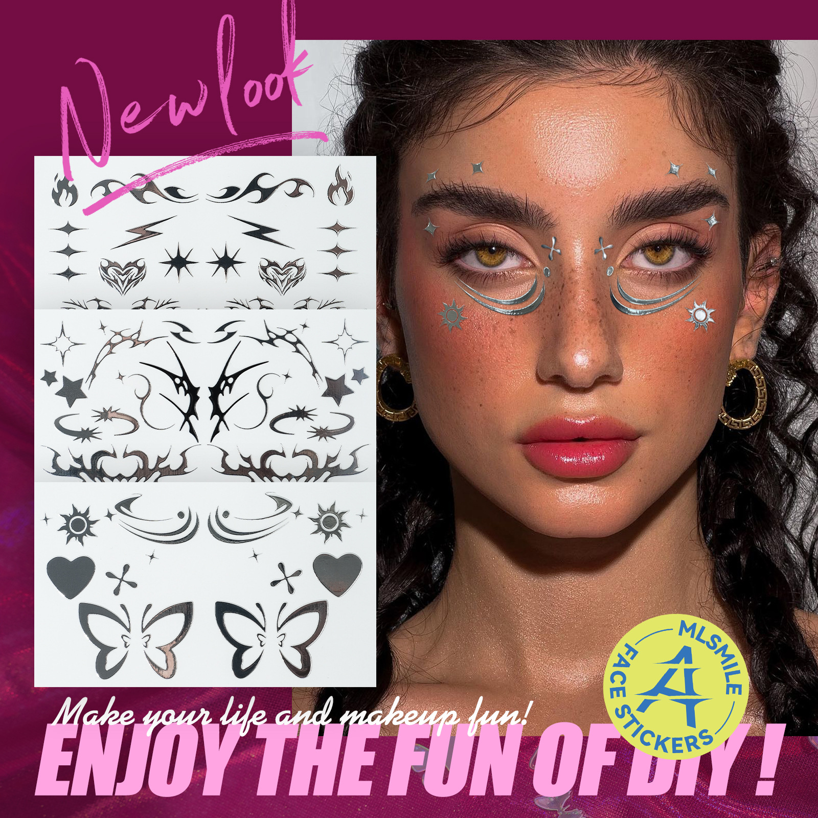Colorful Face Pasters Ornament Facial Stick-on Crystals Stage Performance Makeup Makeup Stickers