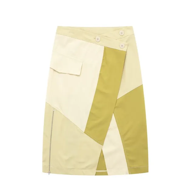 Women's Patchwork Three piece Windbreaker Fabric Shirt Midi Skirt Skirt Waist With Trim Straight Skirt S - Shop at LoveMi