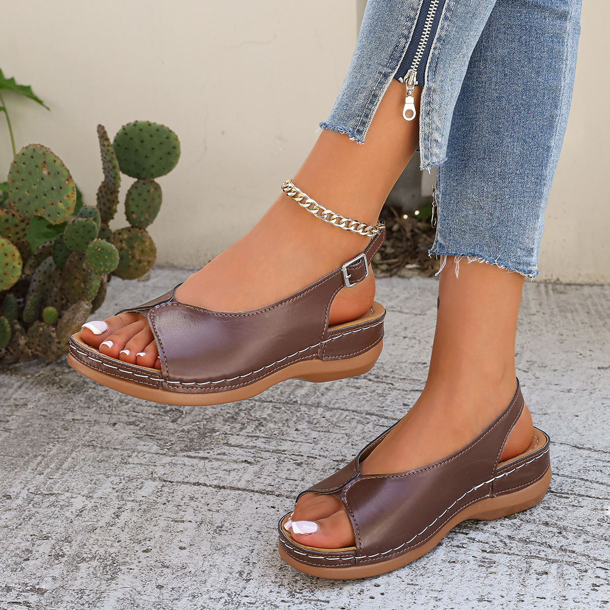 Wedge Sandals with Velcro Straps, picture 3 of 5