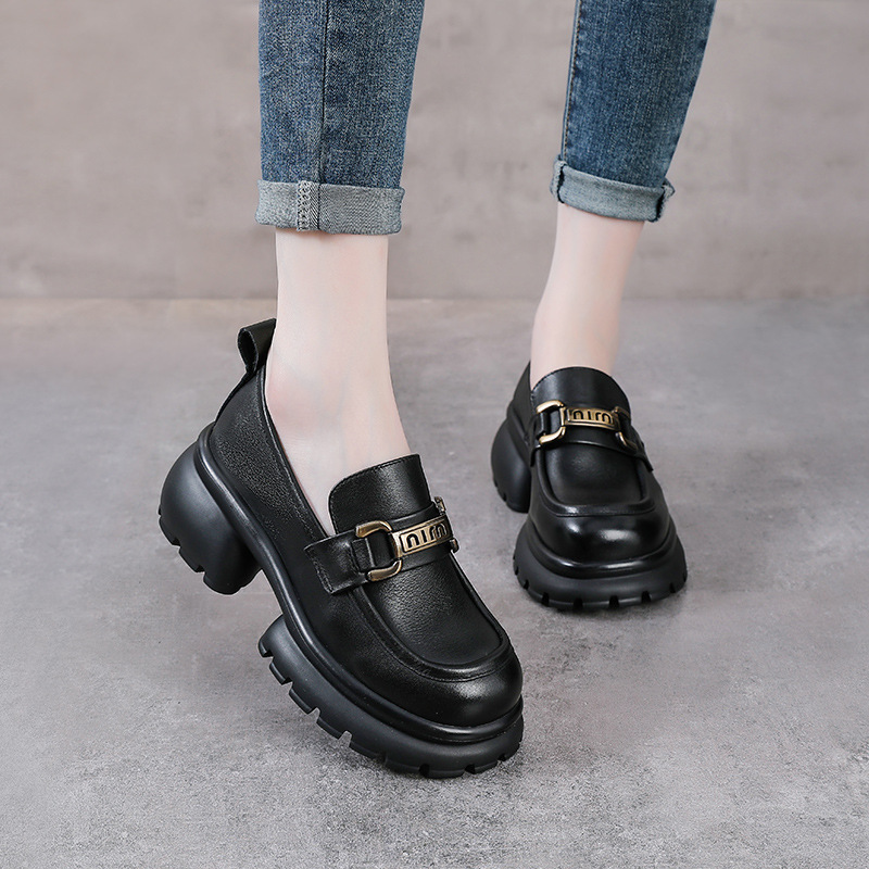 Leather Wedge Slip-On Flats, picture 2 of 5