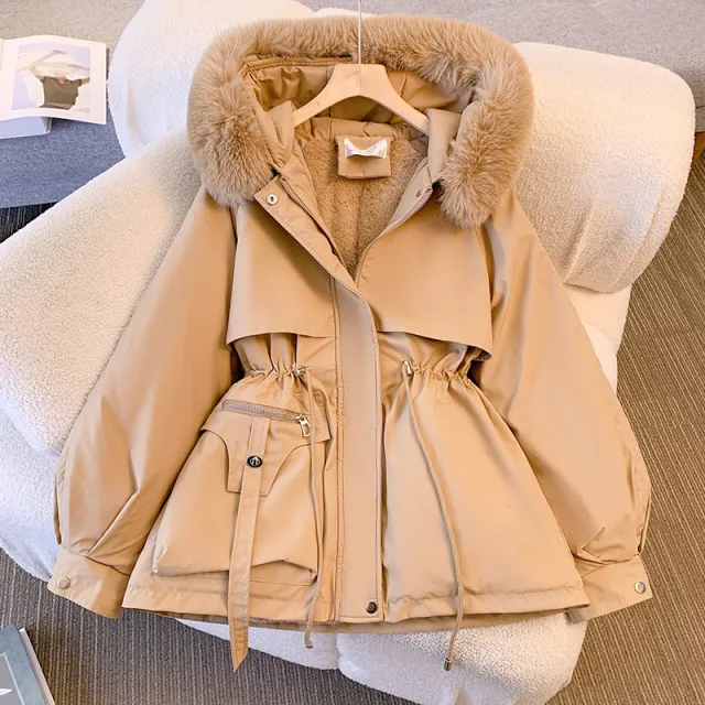 Plus Size Korean Coat Warm Khaki - Shop at LoveMi