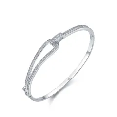 S925 Sterling Silver Bracelet Diamond Geometric Bracelet - 16Cm - View 1