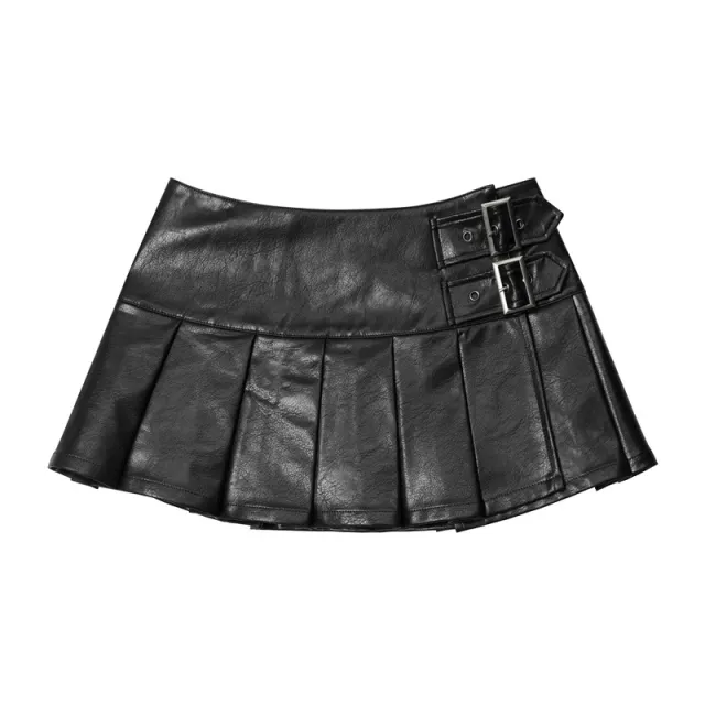 Women's American style Summer High Waist Pleated Skirt Slimming Black - Shop at LoveMi