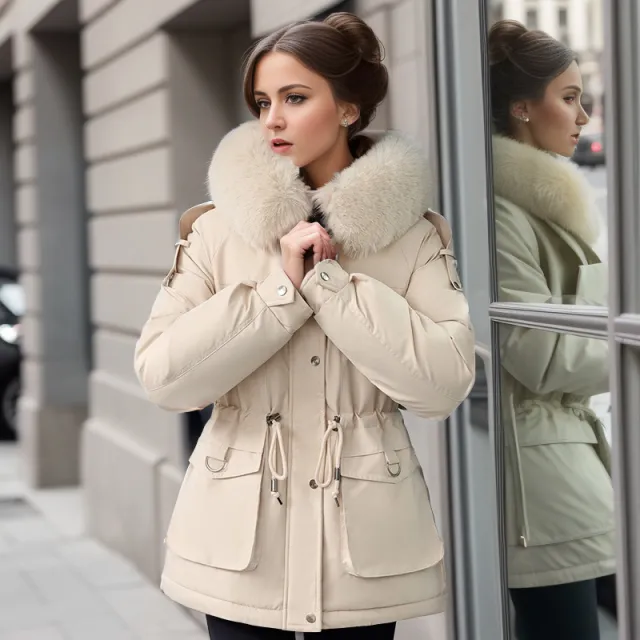 Women's Clothing Velvet Padded Thickened Coat White - Shop at LoveMi
