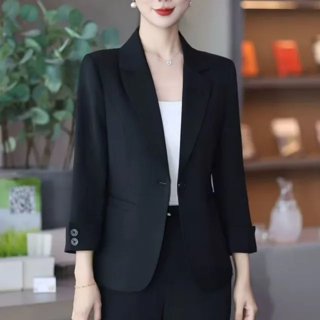 Casual Slim Stylish Middle aged Spring And Autumn Coat Black Monolayer - Shop at LoveMi