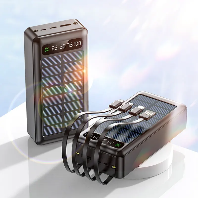 Solar with Cable Power Bank 30000 MA Mobile Supply