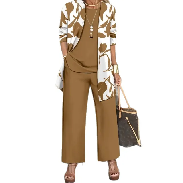 Women's Three piece Suit Coat Vest Plus Pants Suit Brown - Shop at LoveMi