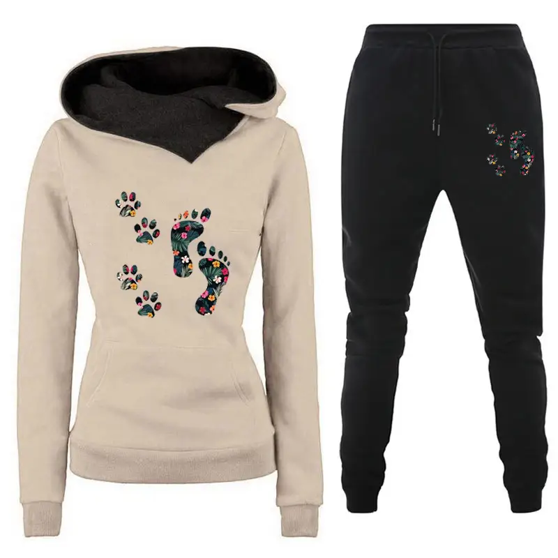 Leisure All-matching Hoodie Flower Big Feet Fun Women's Sweater Suit