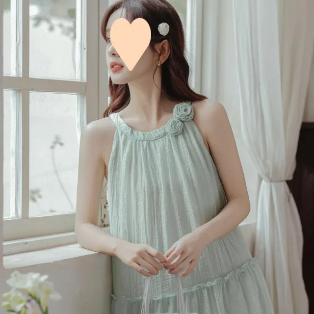 French Style Spaghetti Straps Sleeveless Summer Chiffon Long Dress Light Green - Shop at LoveMi