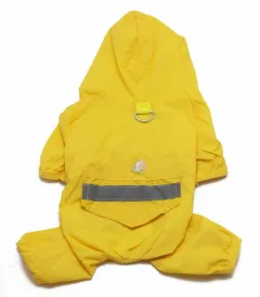 Pet Raincoat Dog Raincoat Four-leg Hooded - Yellow - View 1