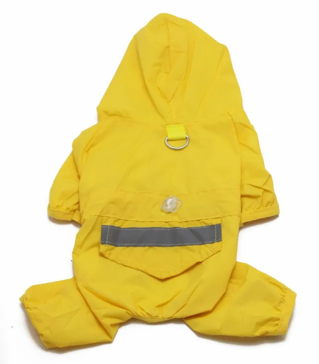 Pet Raincoat Dog Raincoat Four leg Hooded Yellow - Shop at LoveMi
