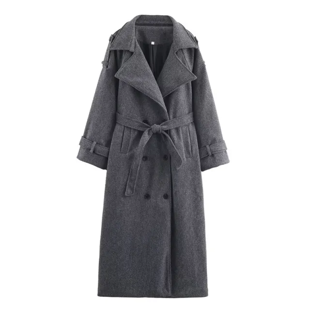 Women's Double breasted Wool Coat Gray - Shop at LoveMi